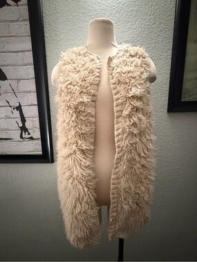 Cream Faux Fur Shag Vest
